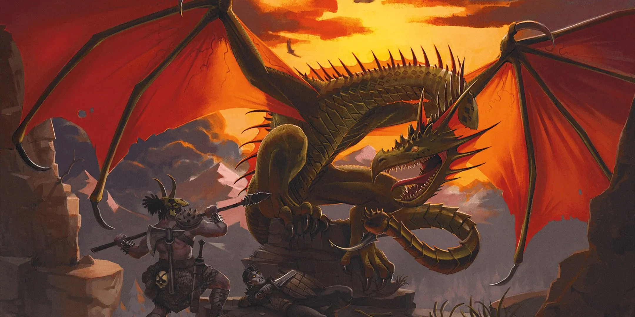Hình ảnh nhà thám hiểm và một Wyvern trong Dungeons &amp; Dragons.