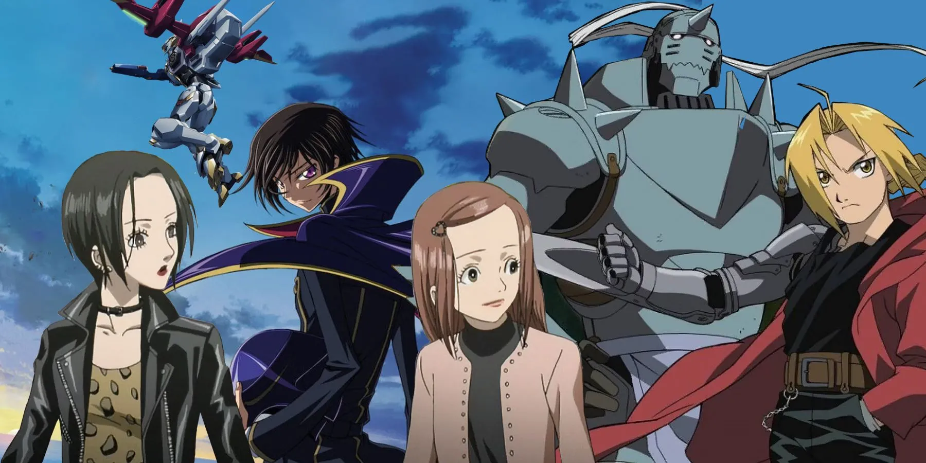 Hình ảnh tổng hợp các nhân vật tiêu biểu từ những bộ anime kinh điển của thập niên 2000, gợi nhớ về thời kỳ vàng son của ngành hoạt hình Nhật Bản.