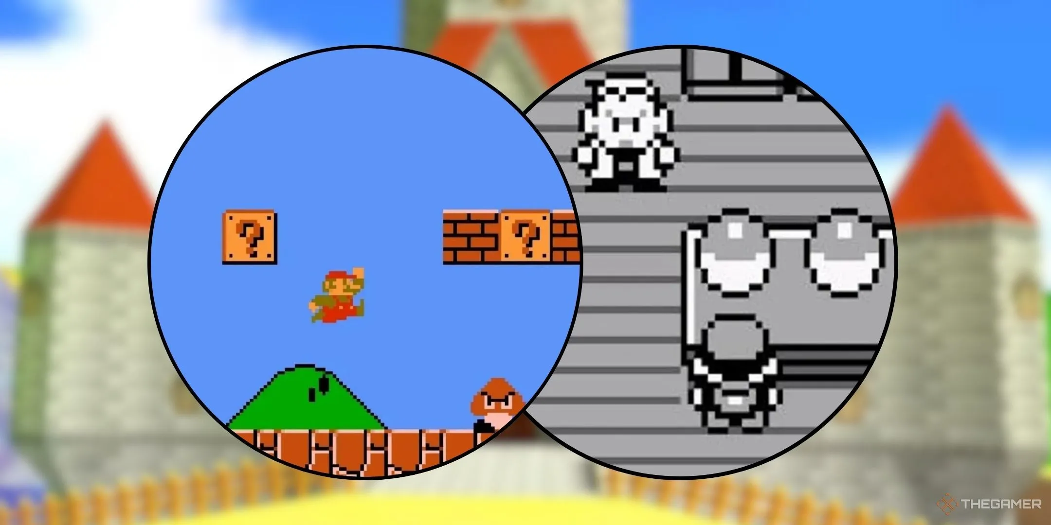 Hình ảnh tổng hợp các tựa game kinh điển của Nintendo như Super Mario Bros và Pokemon Red Blue