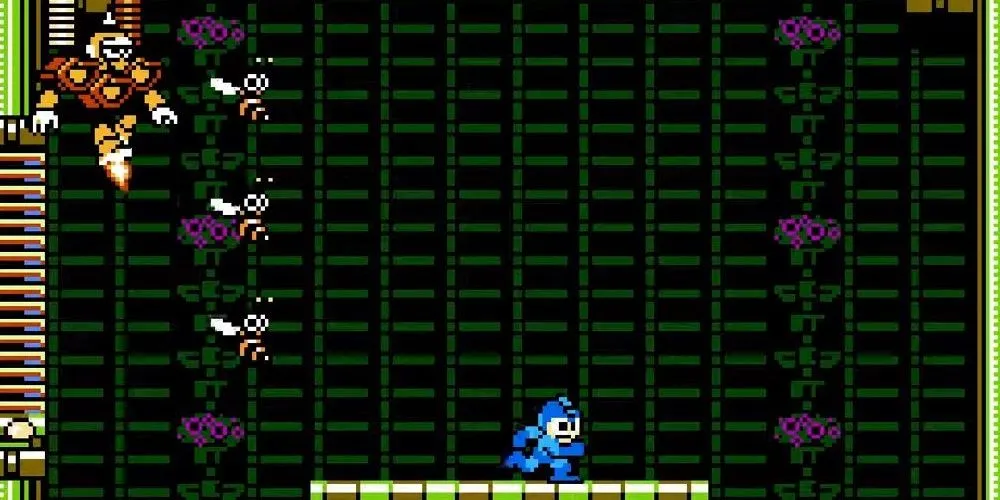 Hornet Man phóng bầy ong tấn công Mega Man trong game Mega Man 9
