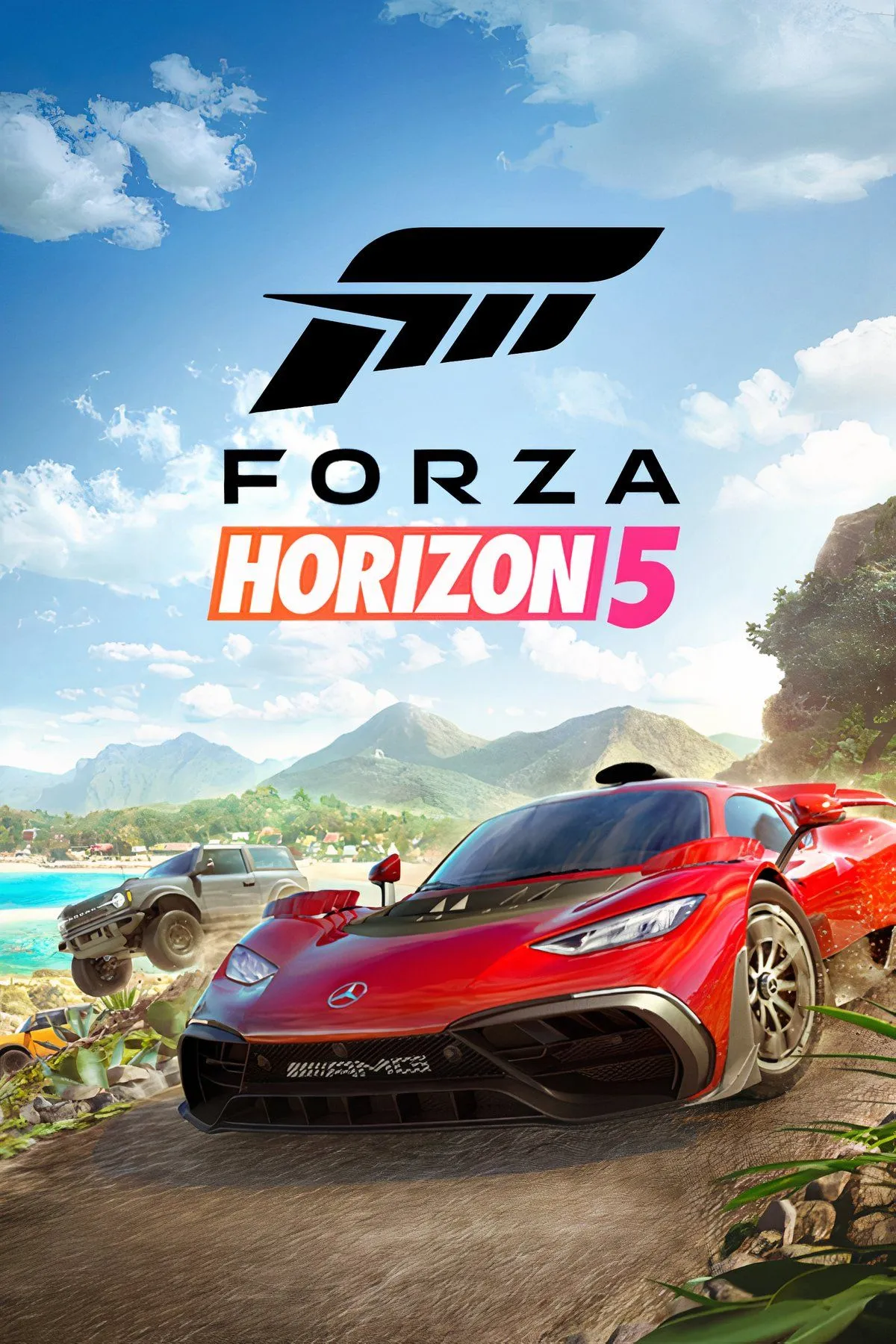 Một chiếc xe thể thao sang trọng với đèn neon nổi bật trên đường đua đêm trong Forza Horizon 5
