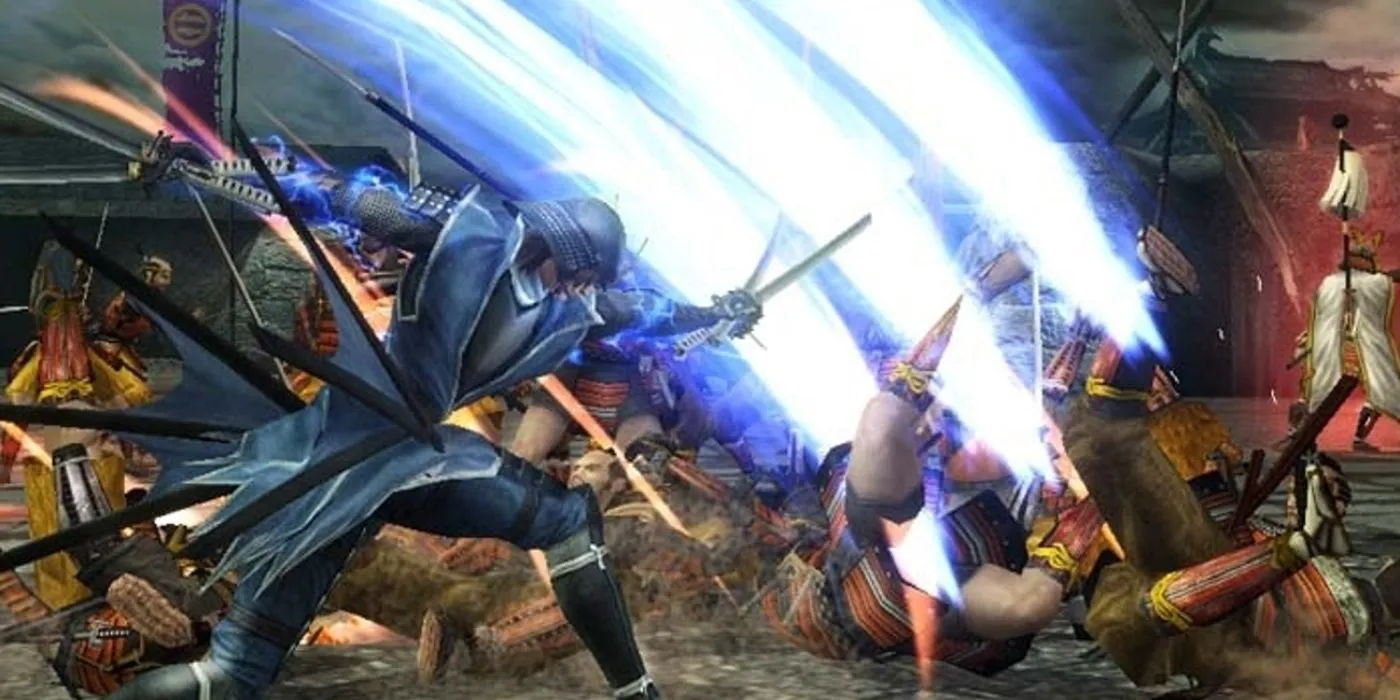 Một chiến binh đang chém một nhân vật khác trong Sengoku Basara 4