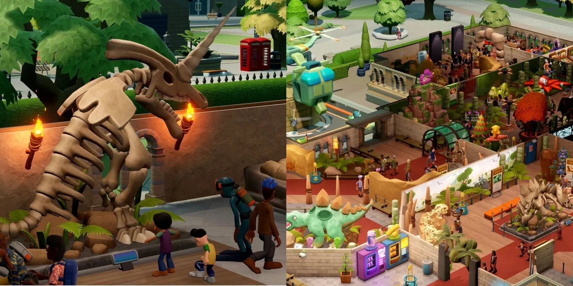 Một góc bảo tàng mô phỏng trong game Two Point Museum