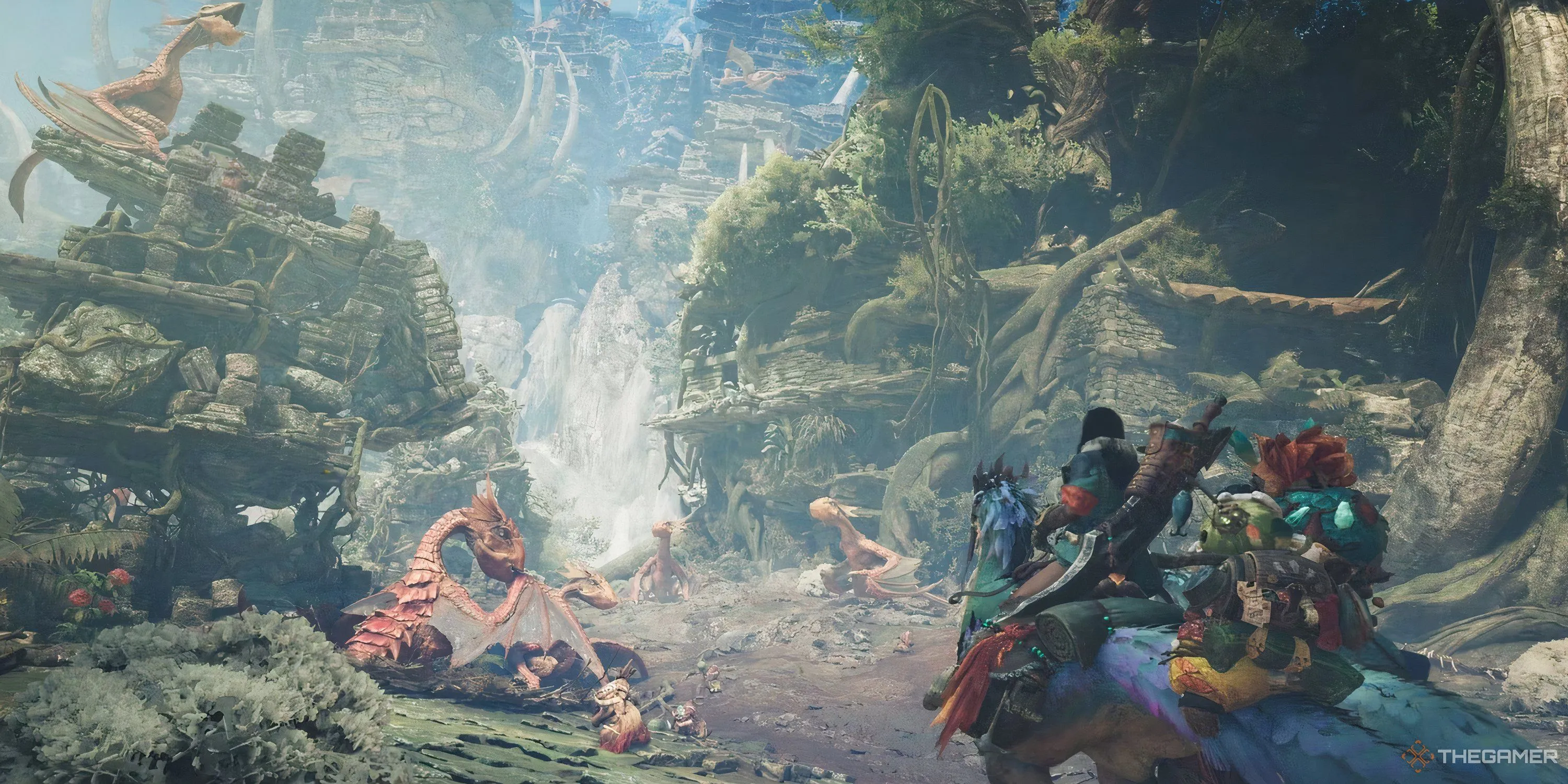 Người chơi khám phá một khu rừng rộng lớn trong game Monster Hunter Wilds