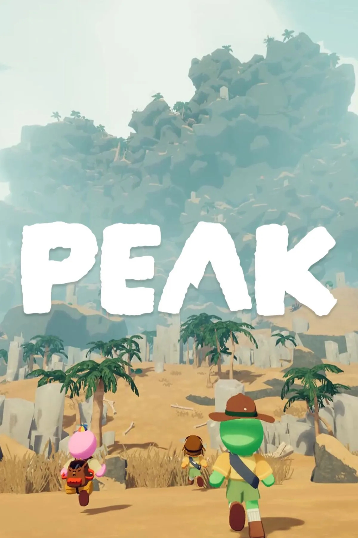 Nhân vật đang leo núi trong Peak, tựa game phiêu lưu co-op hài hước gây sốt nhờ tương tác thoại gần.