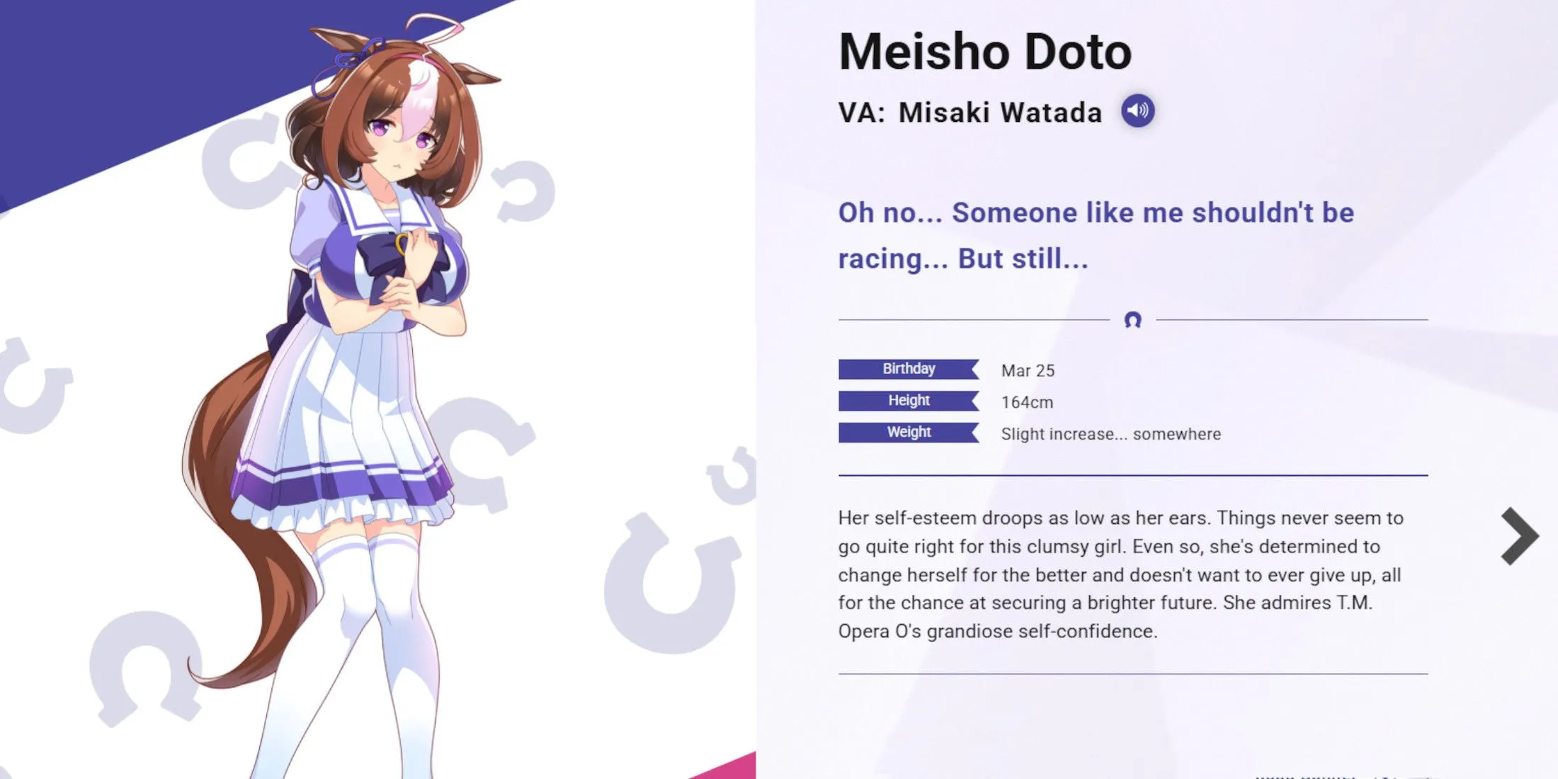 Nhân vật Meisho Doto đầy cá tính trong Umamusume Pretty Derby.