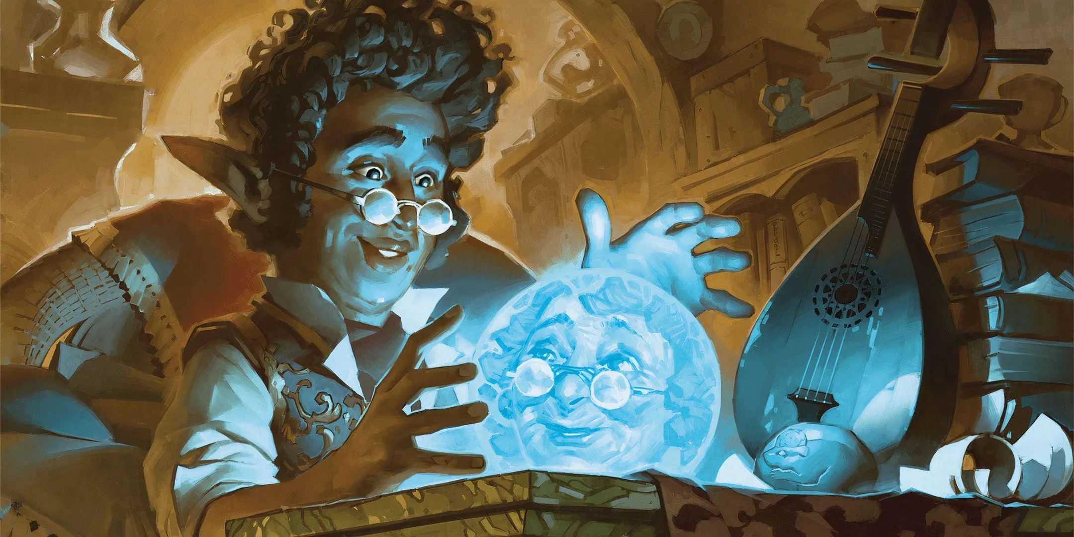 Pháp sư sử dụng cầu tiên tri (scrying ball) để thi triển phép thuật Tiên Tri (Divination), nhìn thấy tương lai.