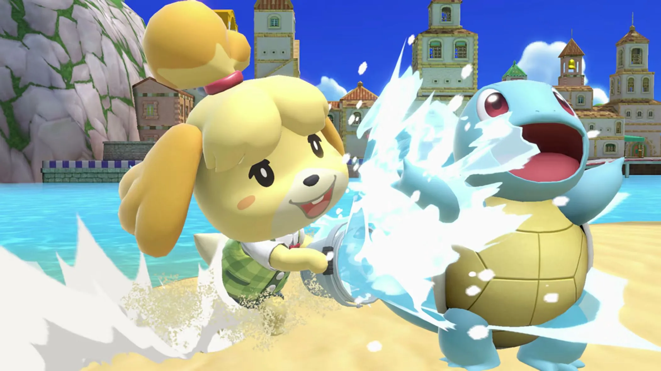 Pikachu từ Pokémon và Kirby, nhân vật đáng yêu trong Super Smash Bros. Ultimate, đang đối đầu