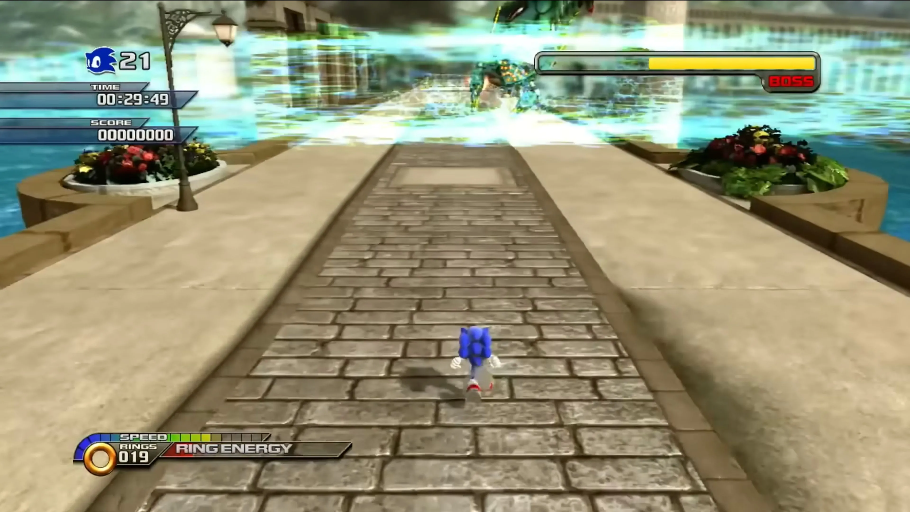 Sonic chạy tốc độ cao qua một màn chơi lấy cảm hứng từ Trung Quốc trong Sonic Unleashed