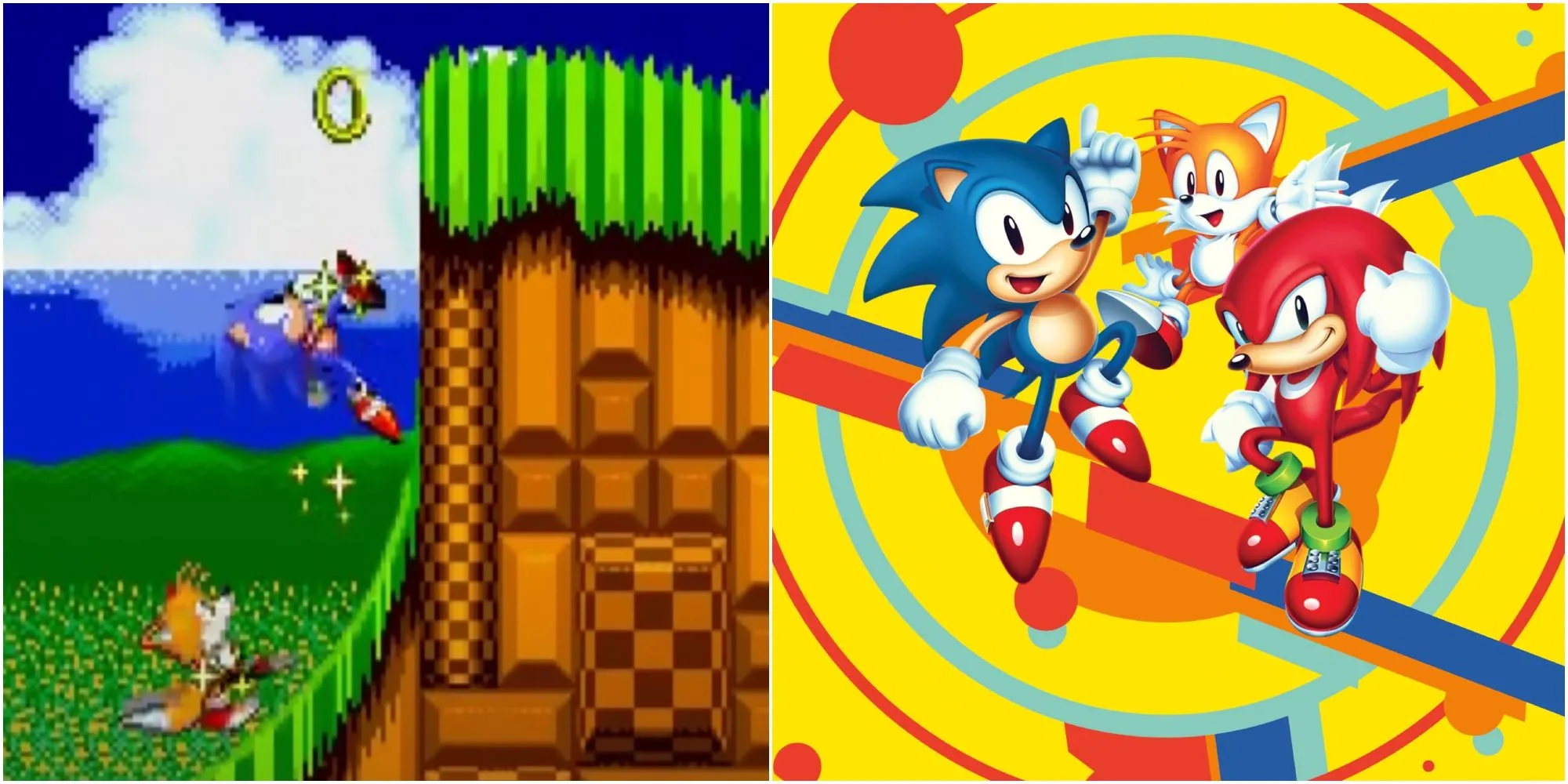 Sonic, Tails và Knuckles vui vẻ chạy trên đồi, biểu tượng của tình bạn trong các game Sonic The Hedgehog, nay tối ưu cho Switch 2