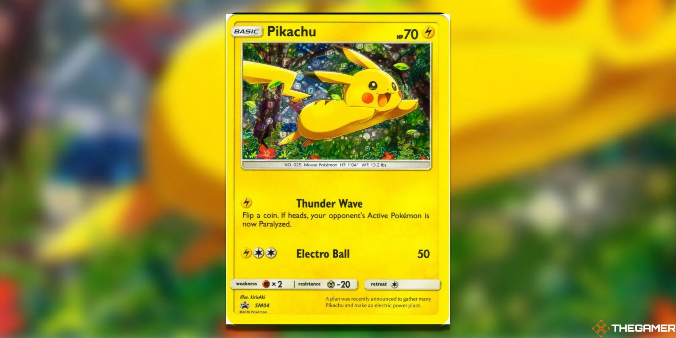 Thẻ bài Pikachu SM04 promo General Mills với biểu cảm vui vẻ