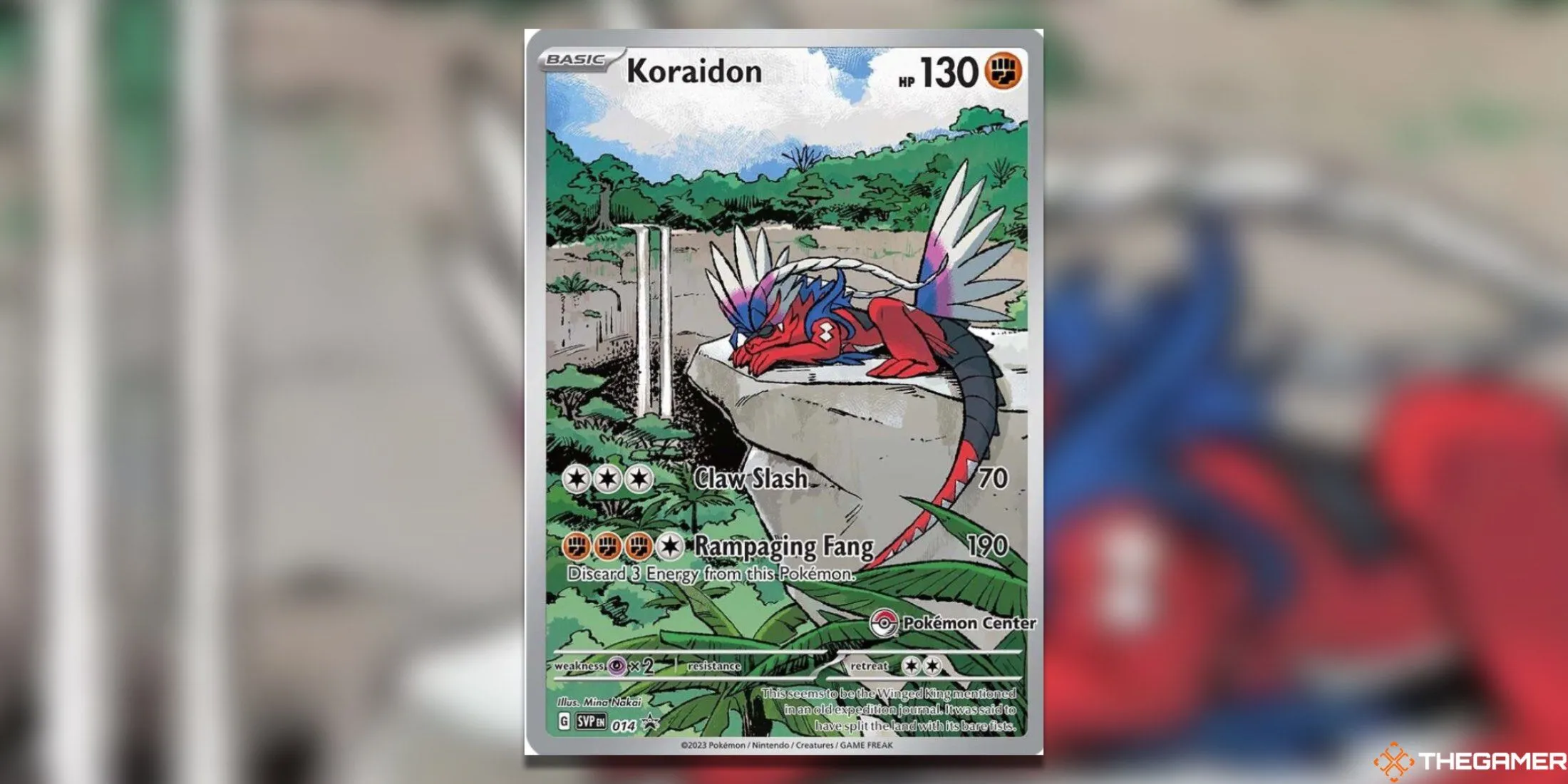 Thẻ promo Koraidon độc quyền Pokemon Center thuộc set Scarlet &amp; Violet Base.