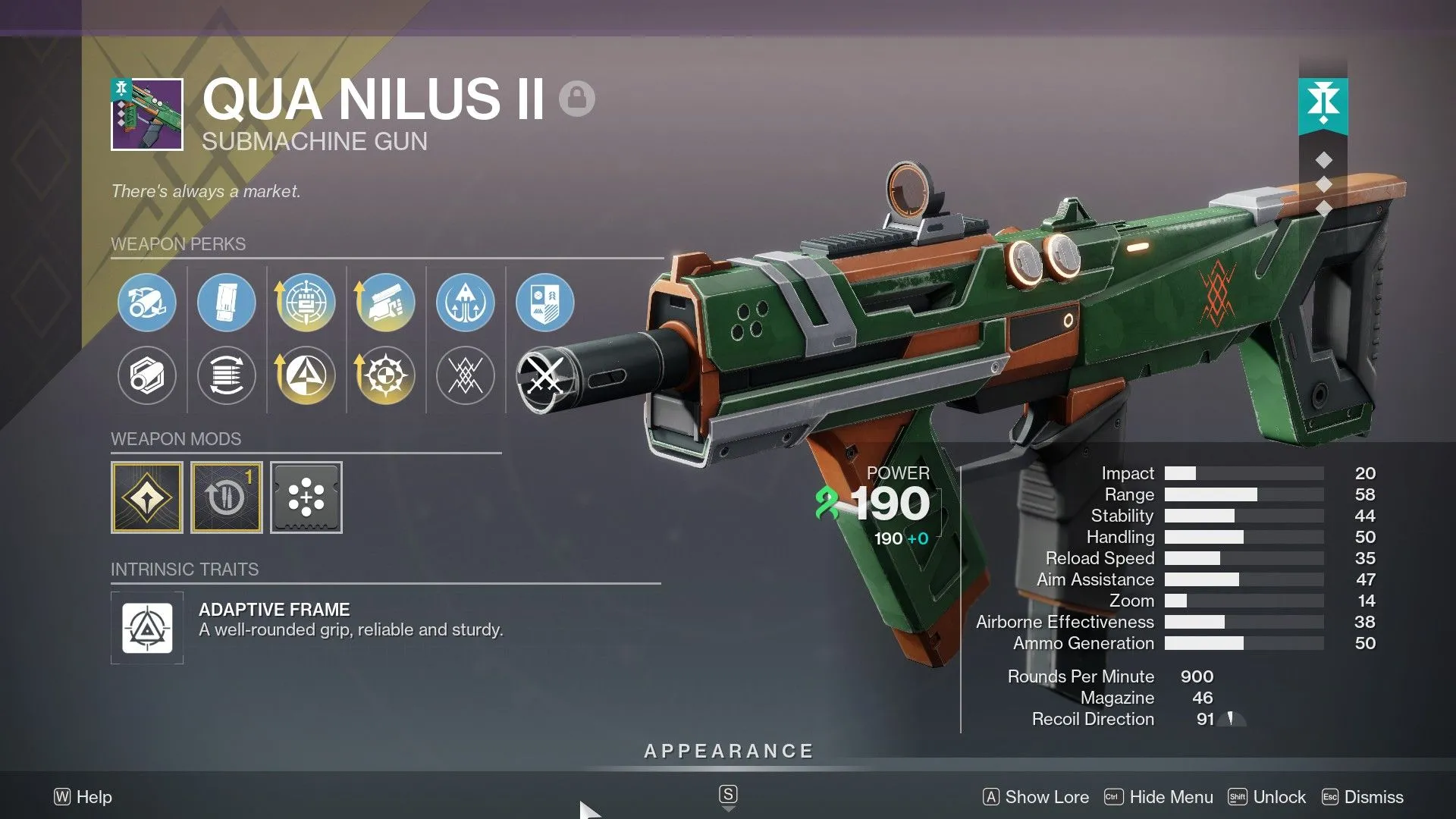 Tổ hợp perk God Roll PvE của SMG Qua Nilus II trong Destiny 2