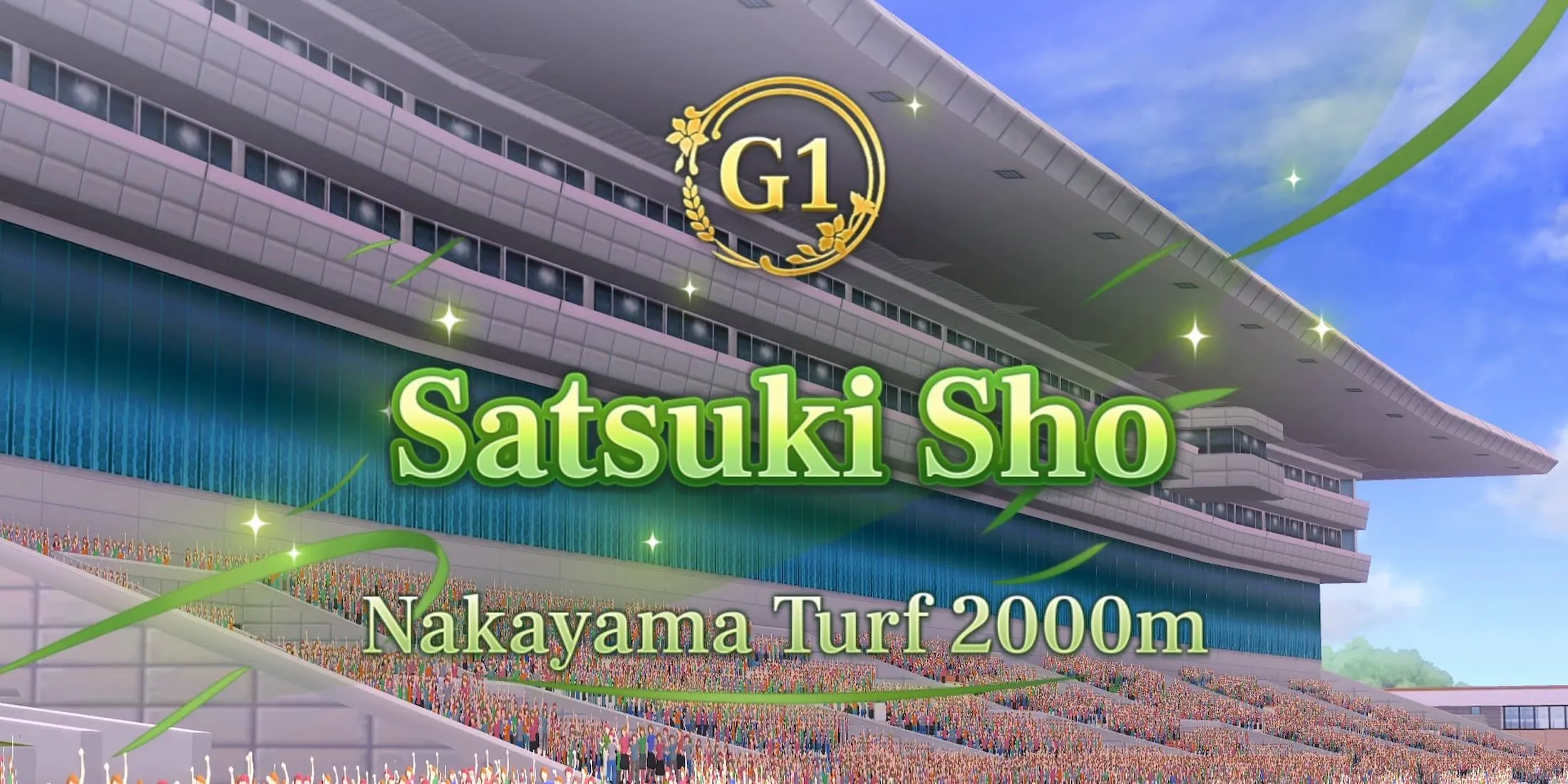 Umamusume đang thi đấu trong giải Satsuki Sho, một trong những cuộc đua Triple Crown danh giá.