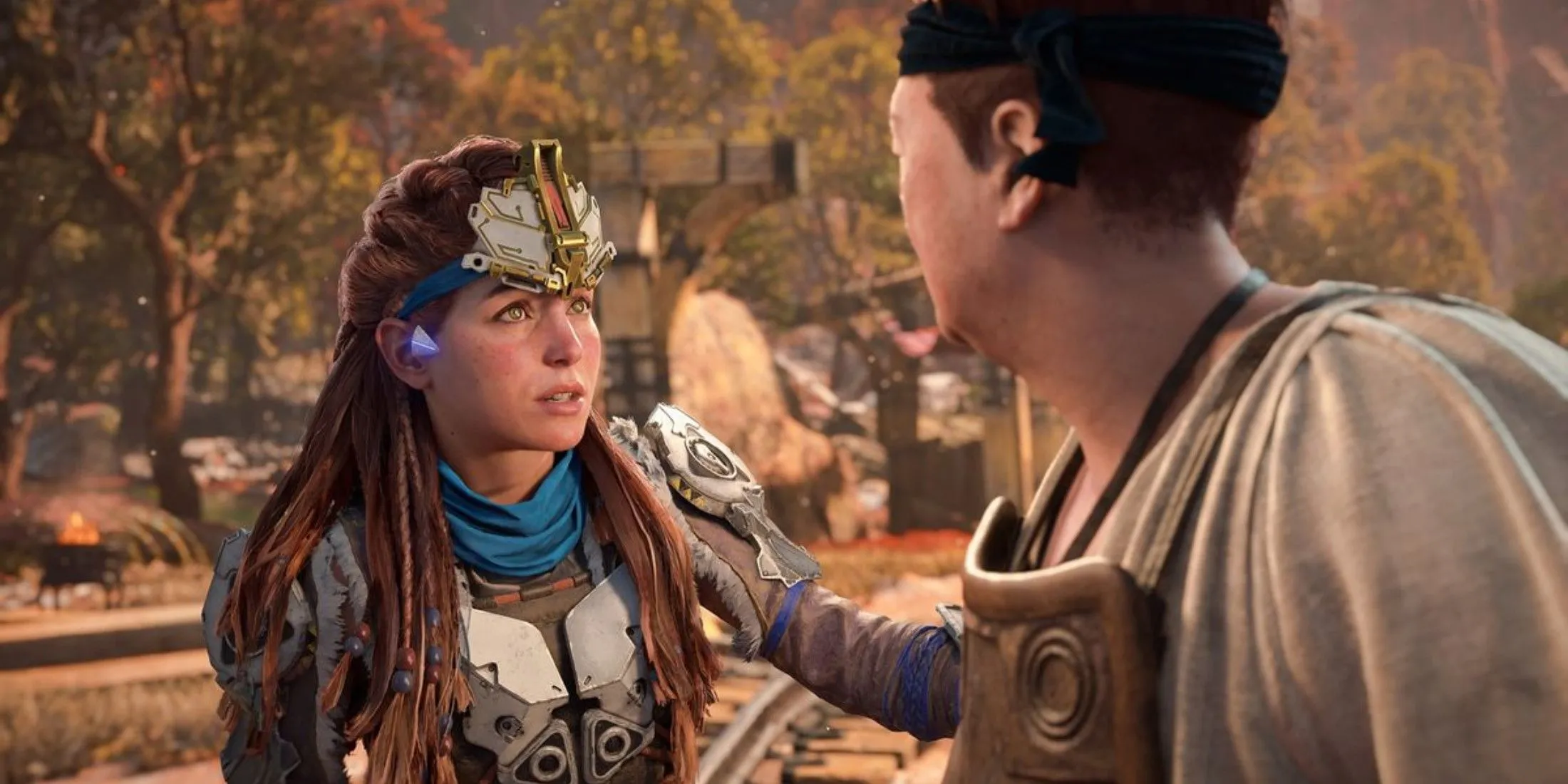 Aloy thực hiện nhiệm vụ phụ trong Horizon Forbidden West, minh họa trải nghiệm gameplay đa dạng và hệ thống kỹ năng của nhân vật chính