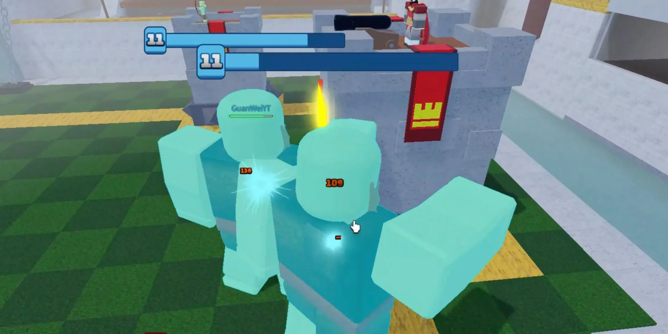Cảnh chiến đấu kịch tính trong gameplay của Arena Royale với các đơn vị được triệu hồi.