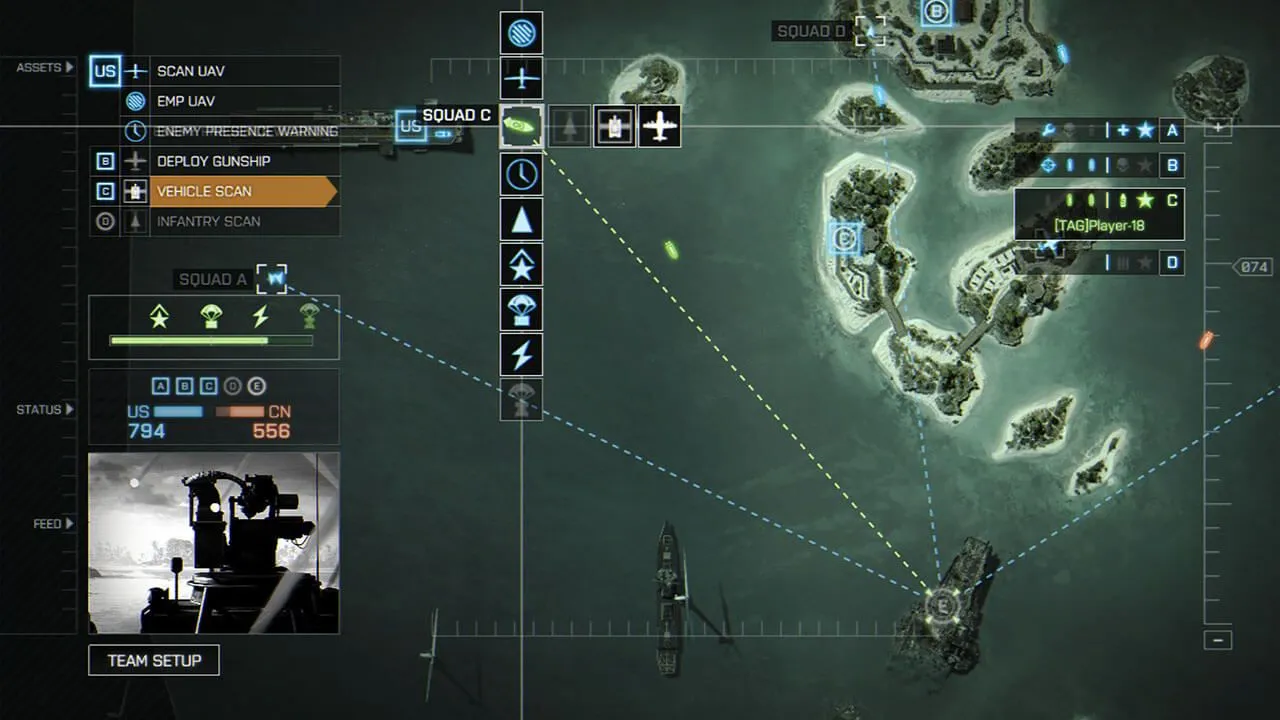 Commander trong Battlefield 4 giám sát trận chiến trên bản đồ Paracel Storm