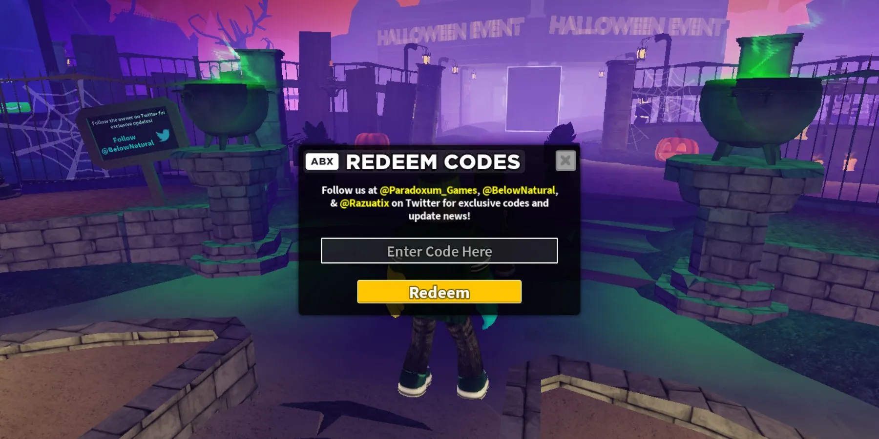 Giao diện nhập code trong Tower Defense Simulator trên Roblox