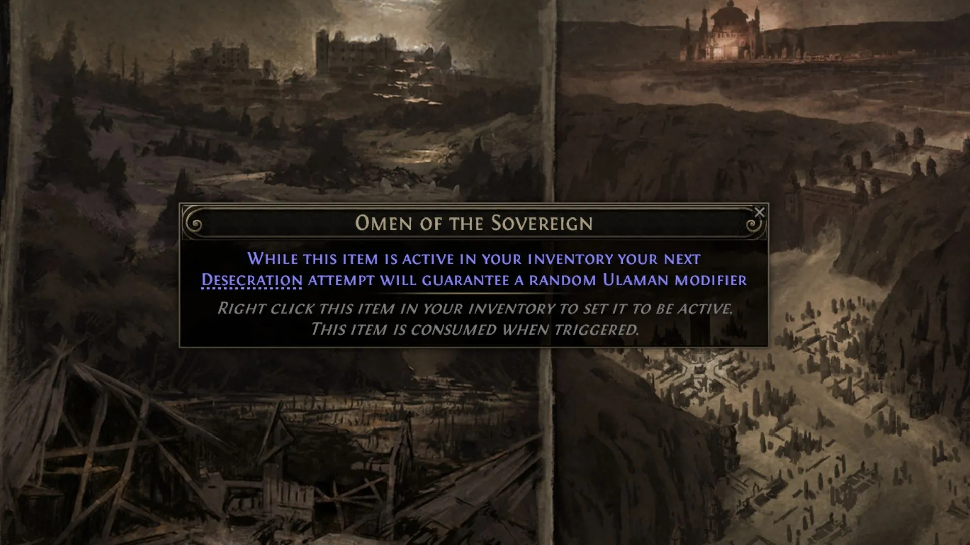 Giao diện Omen of the Sovereign kích hoạt Ulaman modifier trong Path of Exile 2