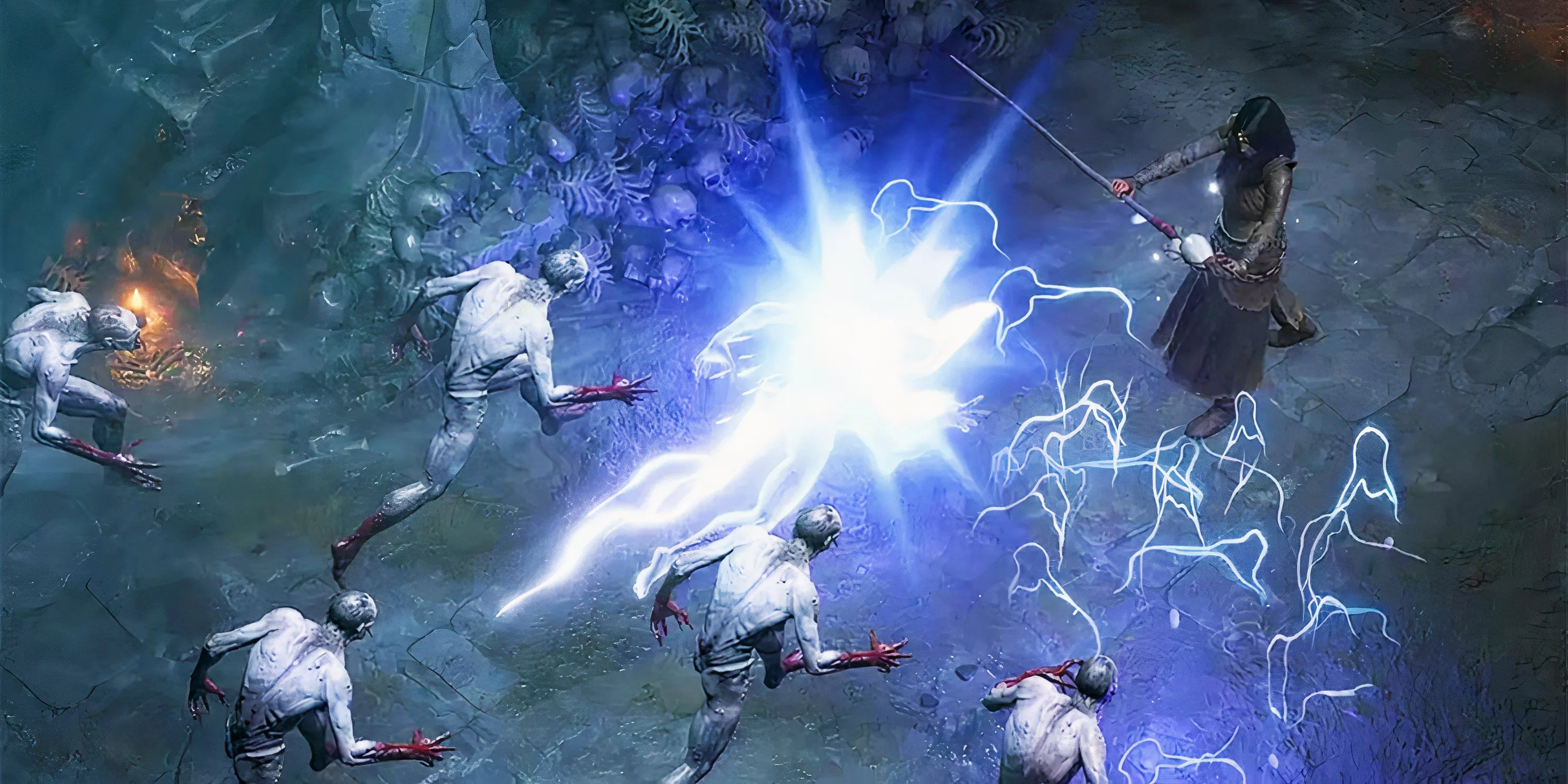 Pháp Sư Diablo 4 tung chiêu Lôi Điện mạnh mẽ, minh họa cho các build Lightning mới trong Season 10