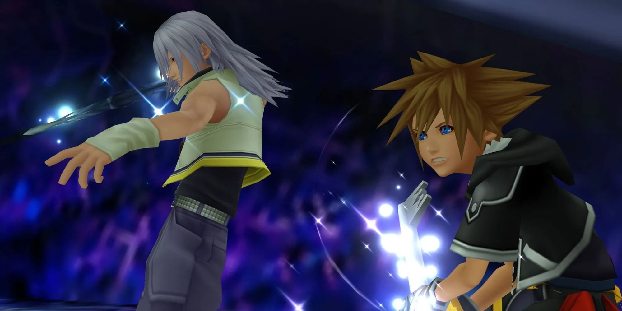 Riku và Sora đối đầu Xemnas trong trận chiến cao trào, một khoảnh khắc đáng nhớ của cốt truyện Kingdom Hearts 2.