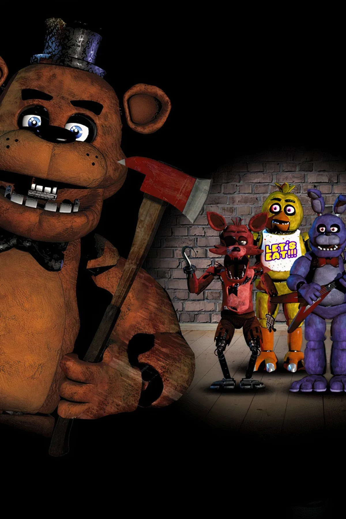 Ảnh bìa Five Nights at Freddy's: animatronic trong góc tối phòng giám sát