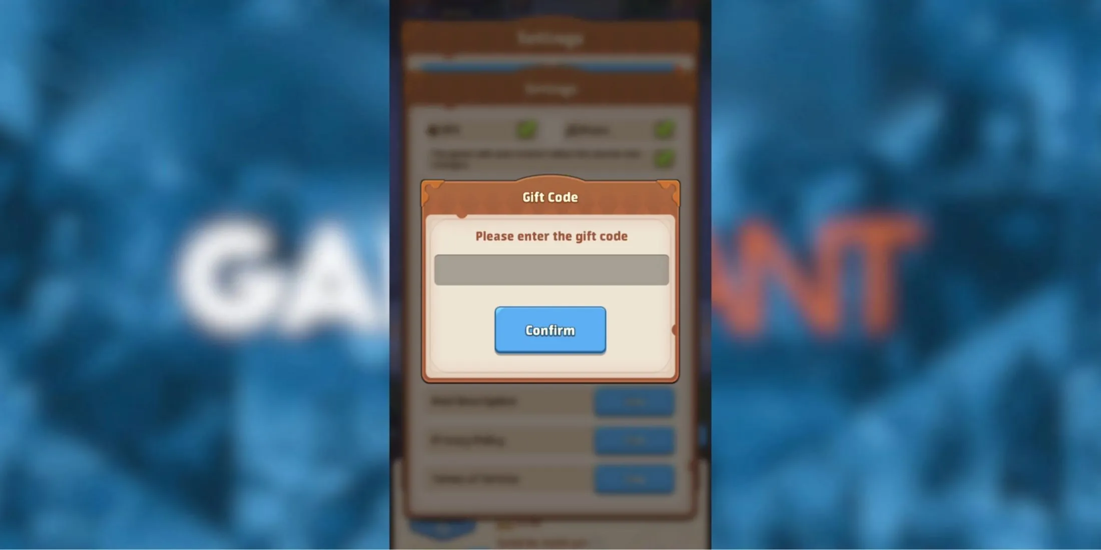 Giao diện nhập mã trong Top Heroes, hướng dẫn vị trí Redeem Gift Code trong cài đặt