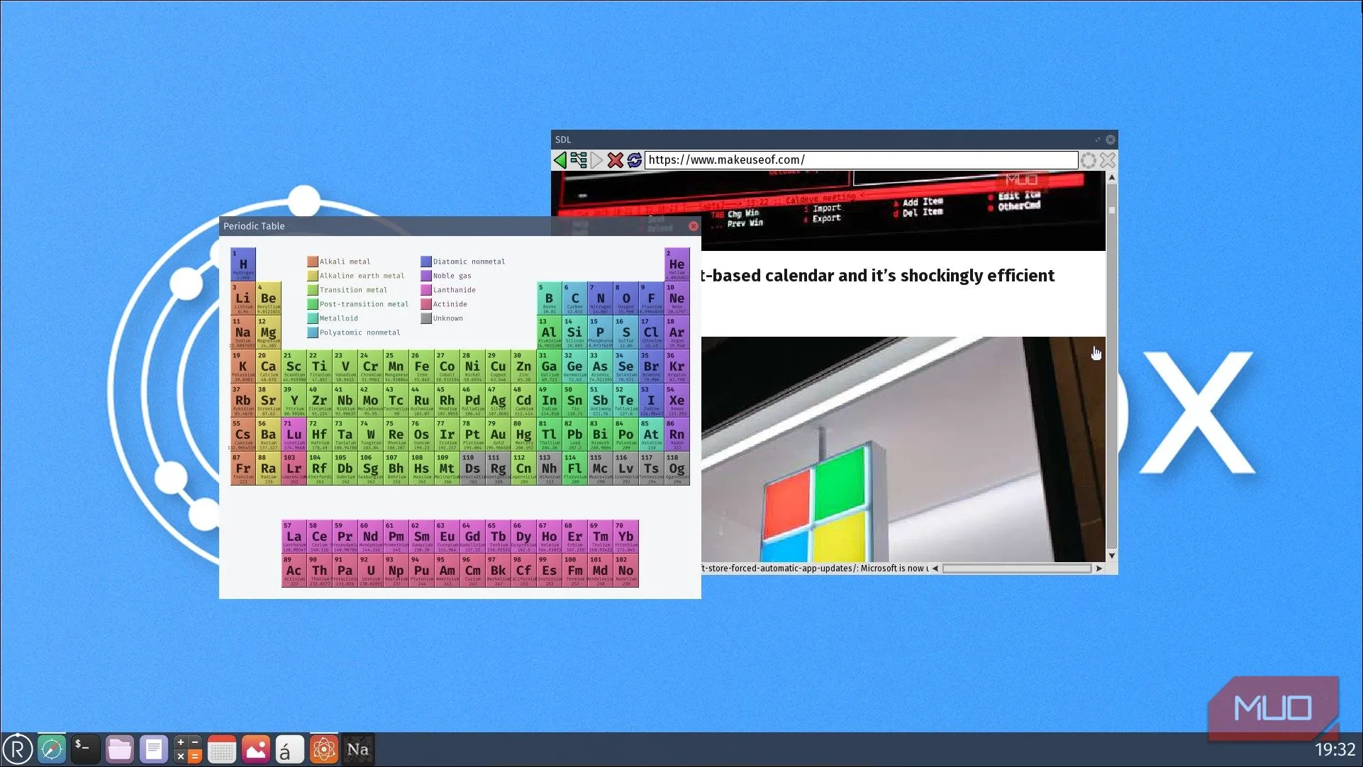 Giao diện Periodic Table trong Redox — biểu tượng dự án và các thành phần viết bằng Rust