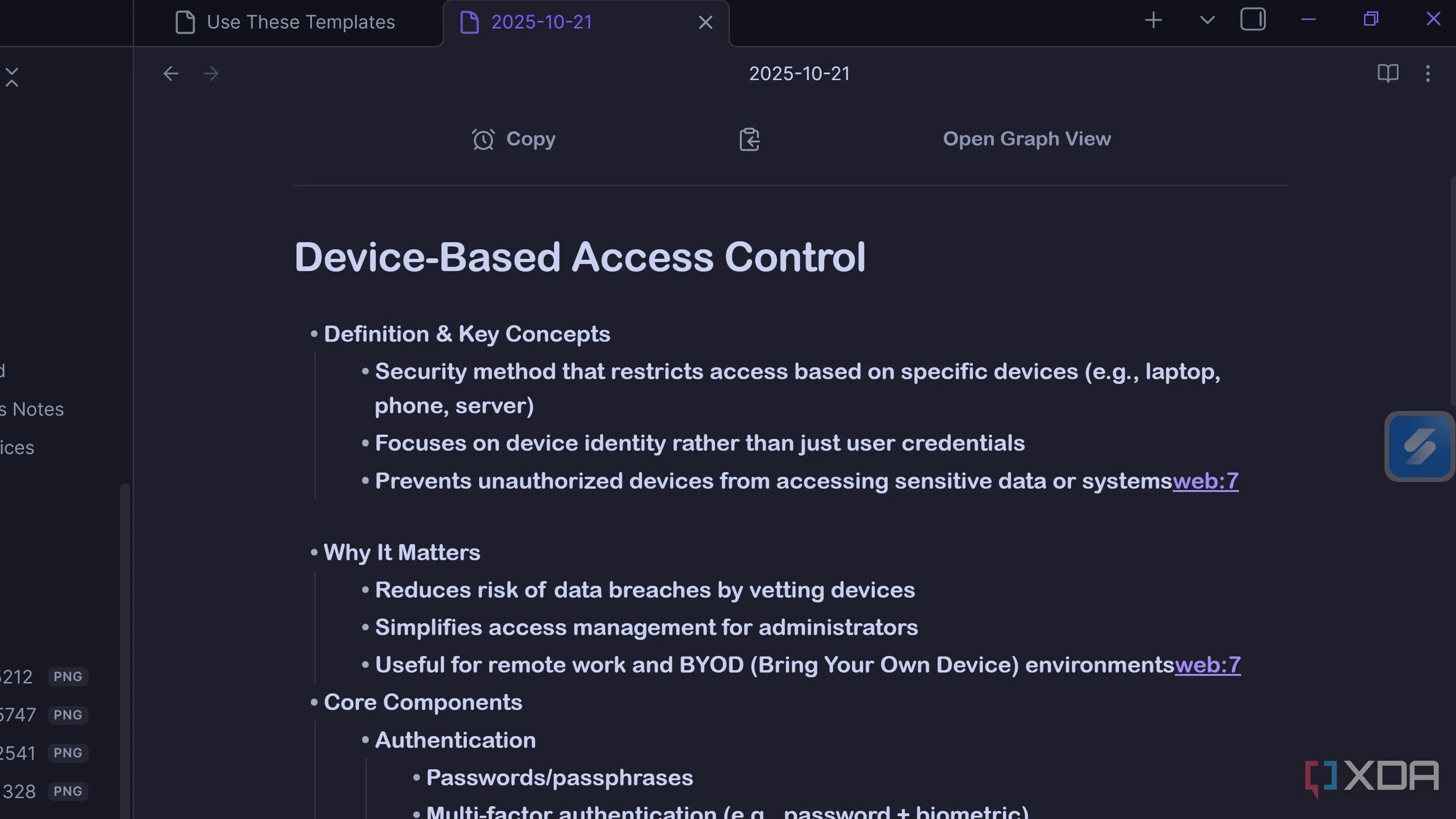 Giao diện plugin Outliner trên Obsidian, minh họa chế độ gập danh sách và cấu trúc phân cấp ghi chú