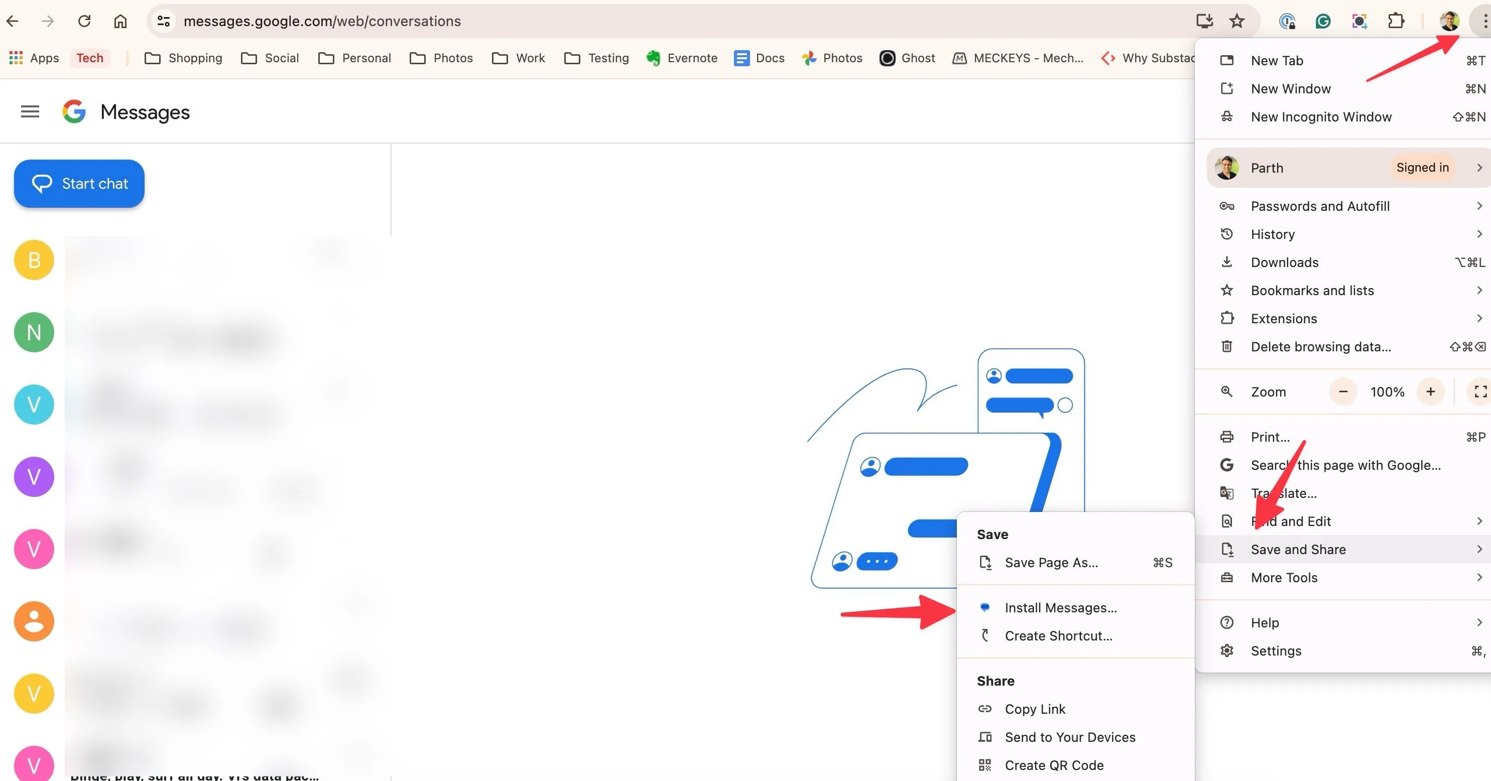 Hướng dẫn lưu và cài Google Messages dưới dạng web app trong Chrome