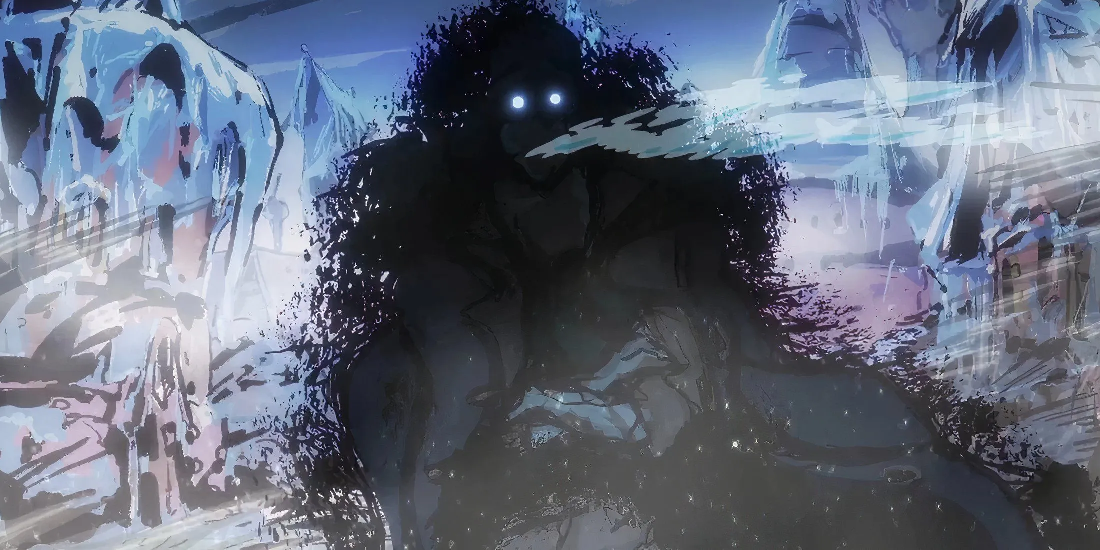 Kuzan trong hình ảnh nhân vật phản diện, dùng băng để khống chế chiến trường