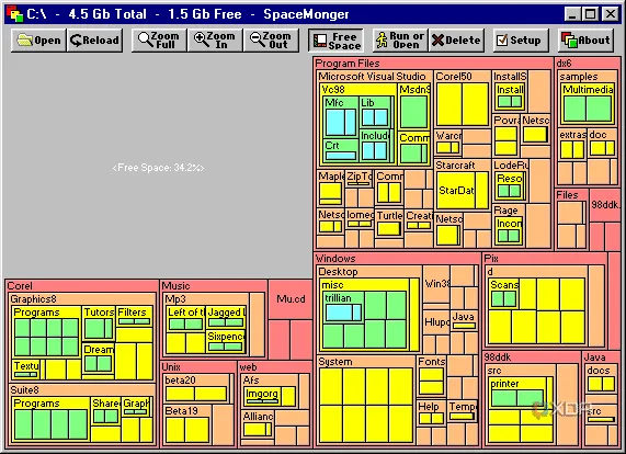 Logo SpaceMonger — công cụ trực quan hóa dung lượng ổ đĩa, giúp tìm file chiếm nhiều không gian