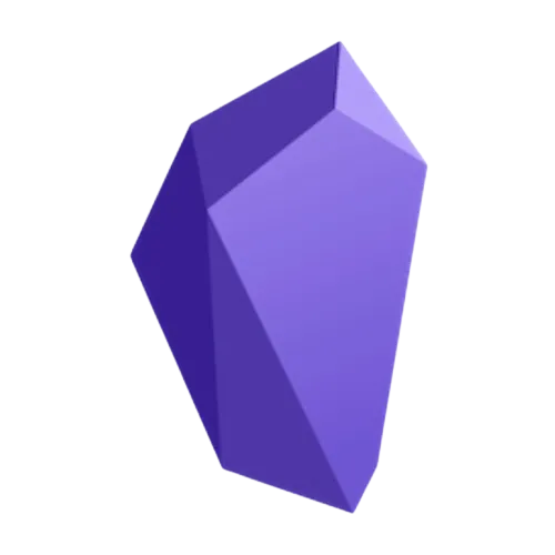 Logo ứng dụng Obsidian, biểu tượng cho hệ sinh thái ghi chú tập trung và plugin mở rộng