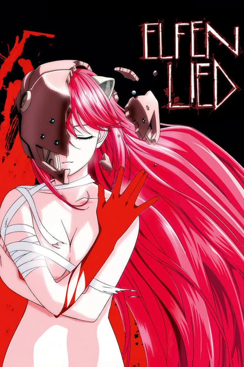 Lucy trong trạng thái nguy hiểm, sẵn sàng tấn công kẻ thù trong Elfen Lied