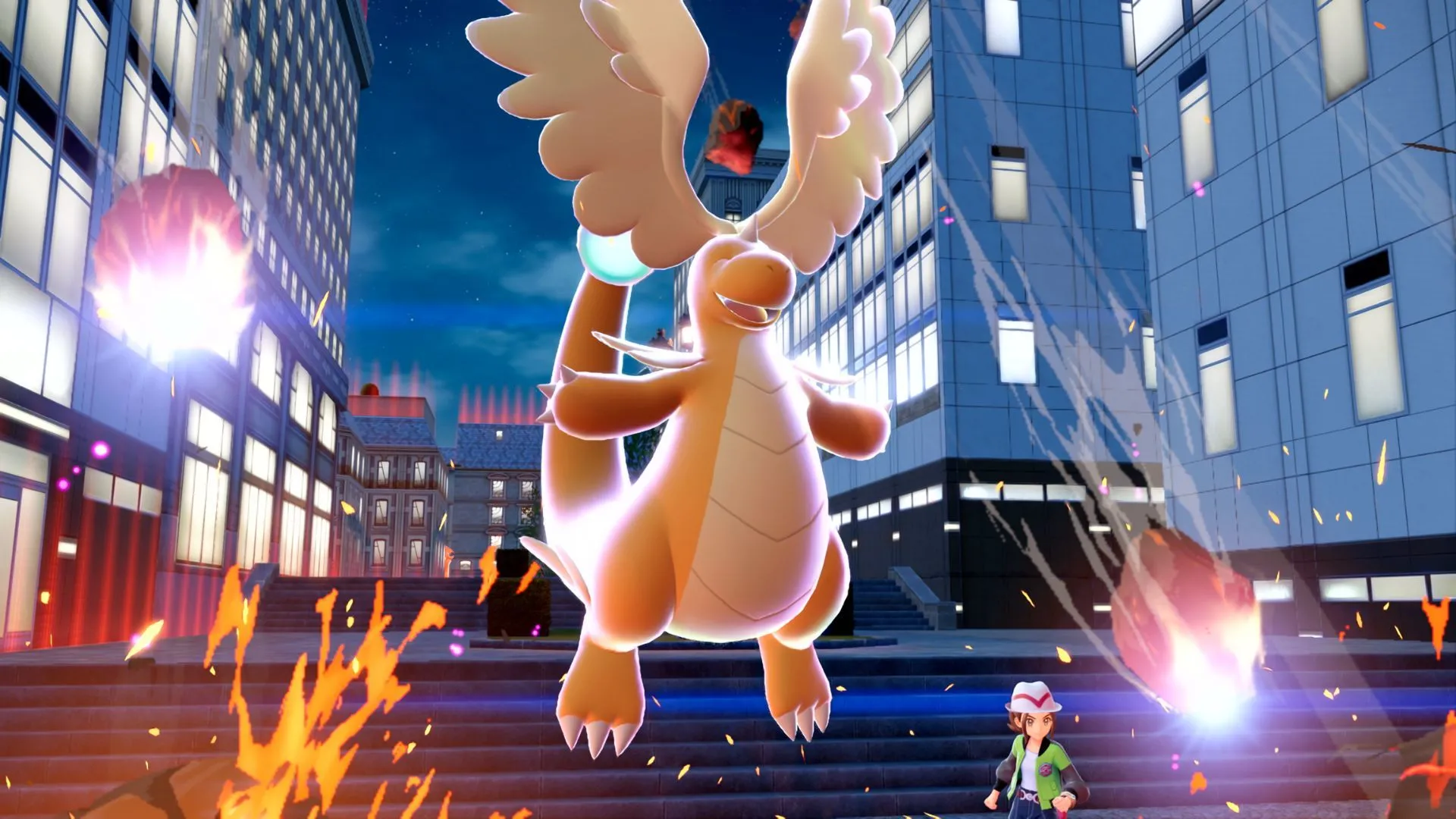 Mega Dragonite phóng Draco Meteor trong trận chiến biểu diễn