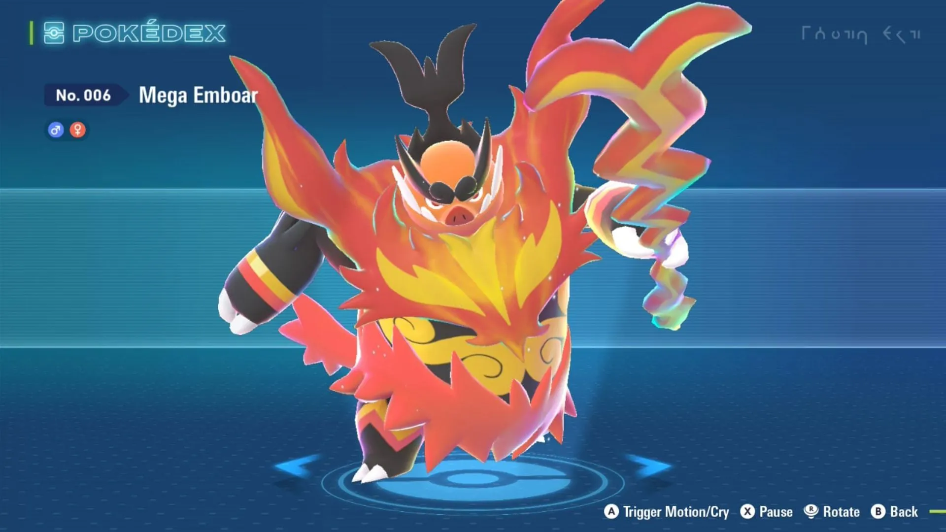 Mega Emboar trang bị thương lửa, hình ảnh trong game