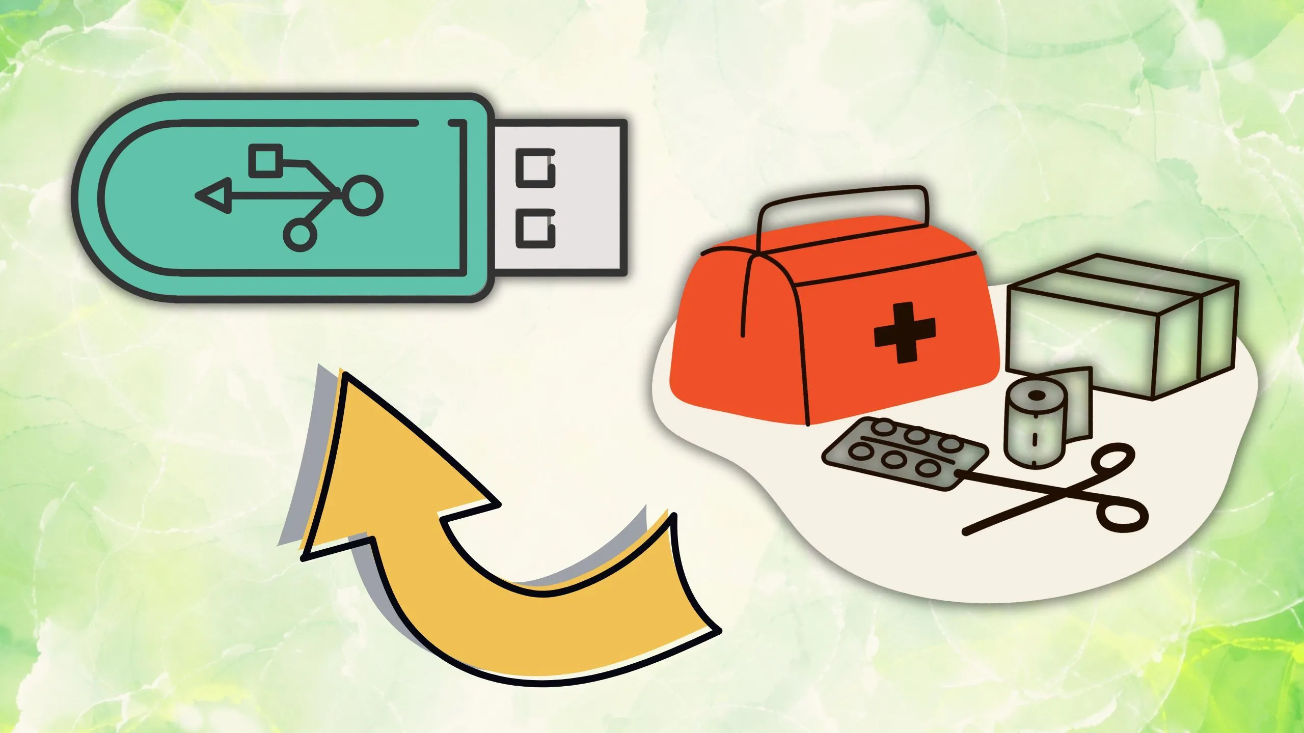 Tài liệu sơ cứu và thông tin y tế cá nhân lưu sẵn trên USB để dùng khi cần