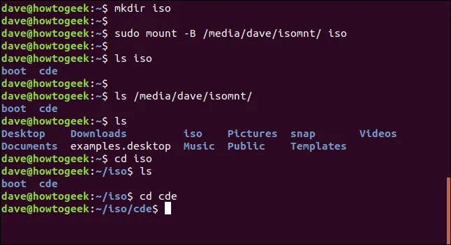 Tạo thư mục con trong home và bind đến mount point để truy cập thuận tiện