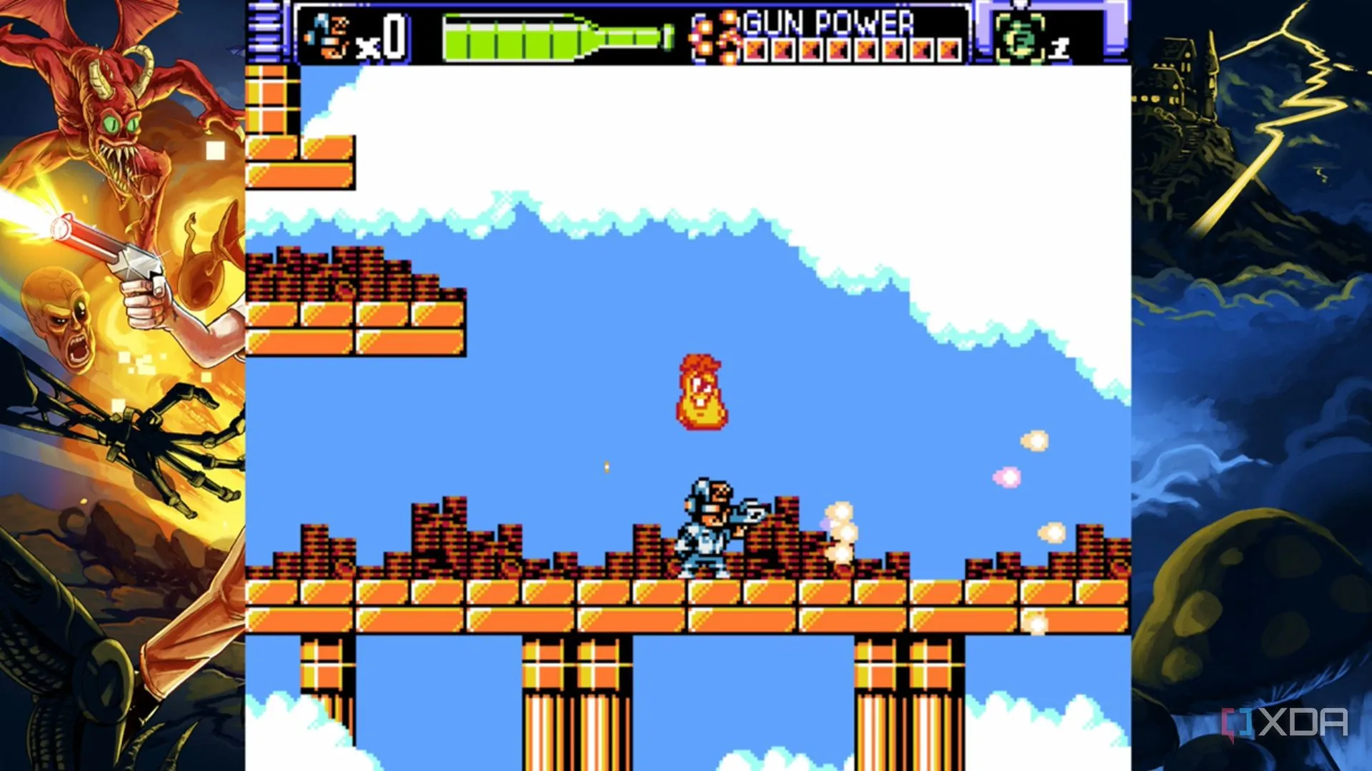 The Nerd và Shit Pickle trong Angry Video Game Nerd 8-Bit — hình minh họa power-up hài hước