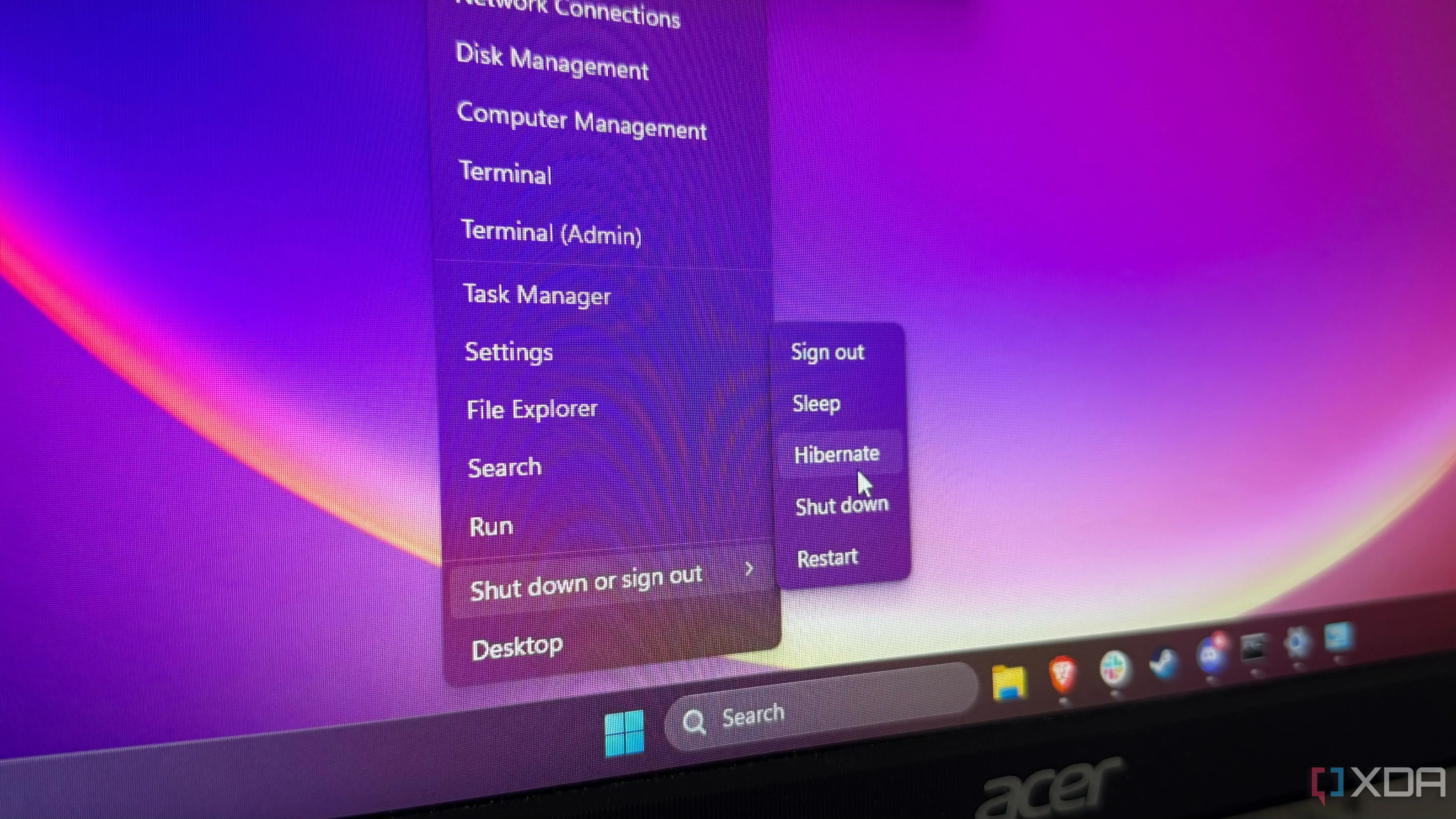 Tùy chọn nguồn Windows 11 hiển thị hibernate và sleep