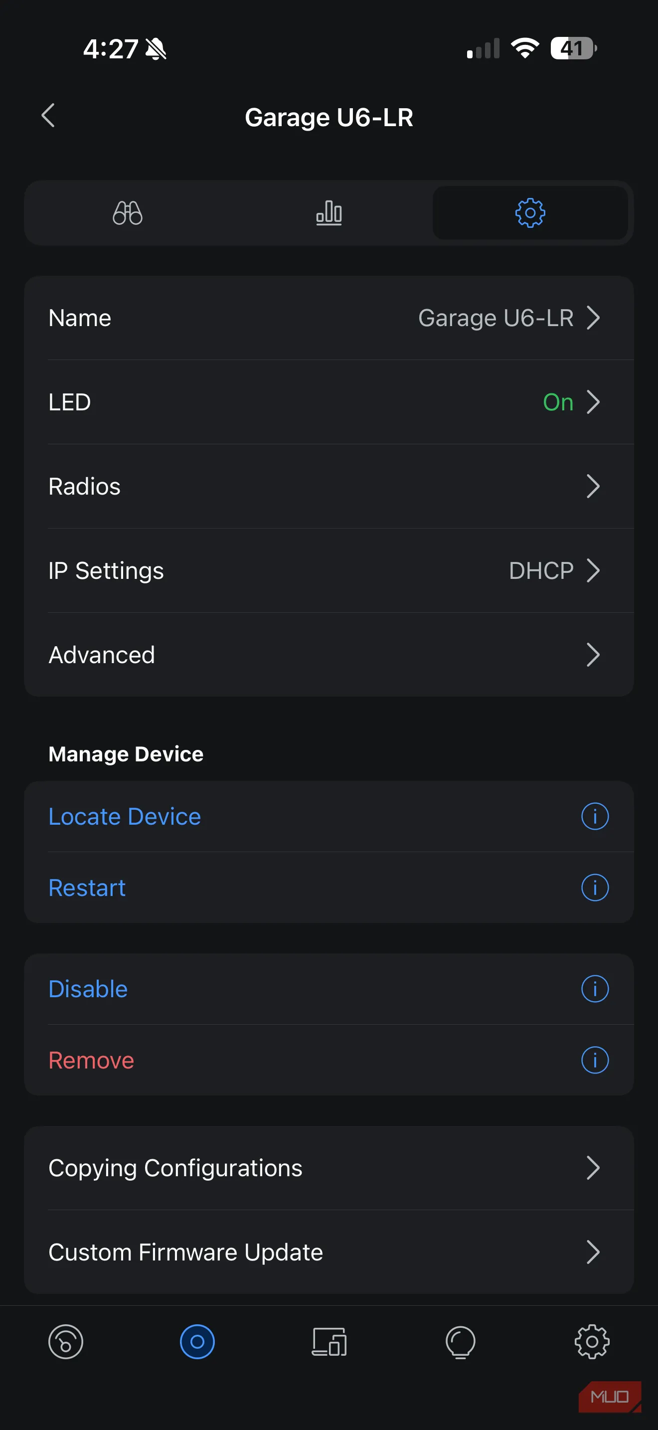UniFi app - cài đặt radio cho access point
