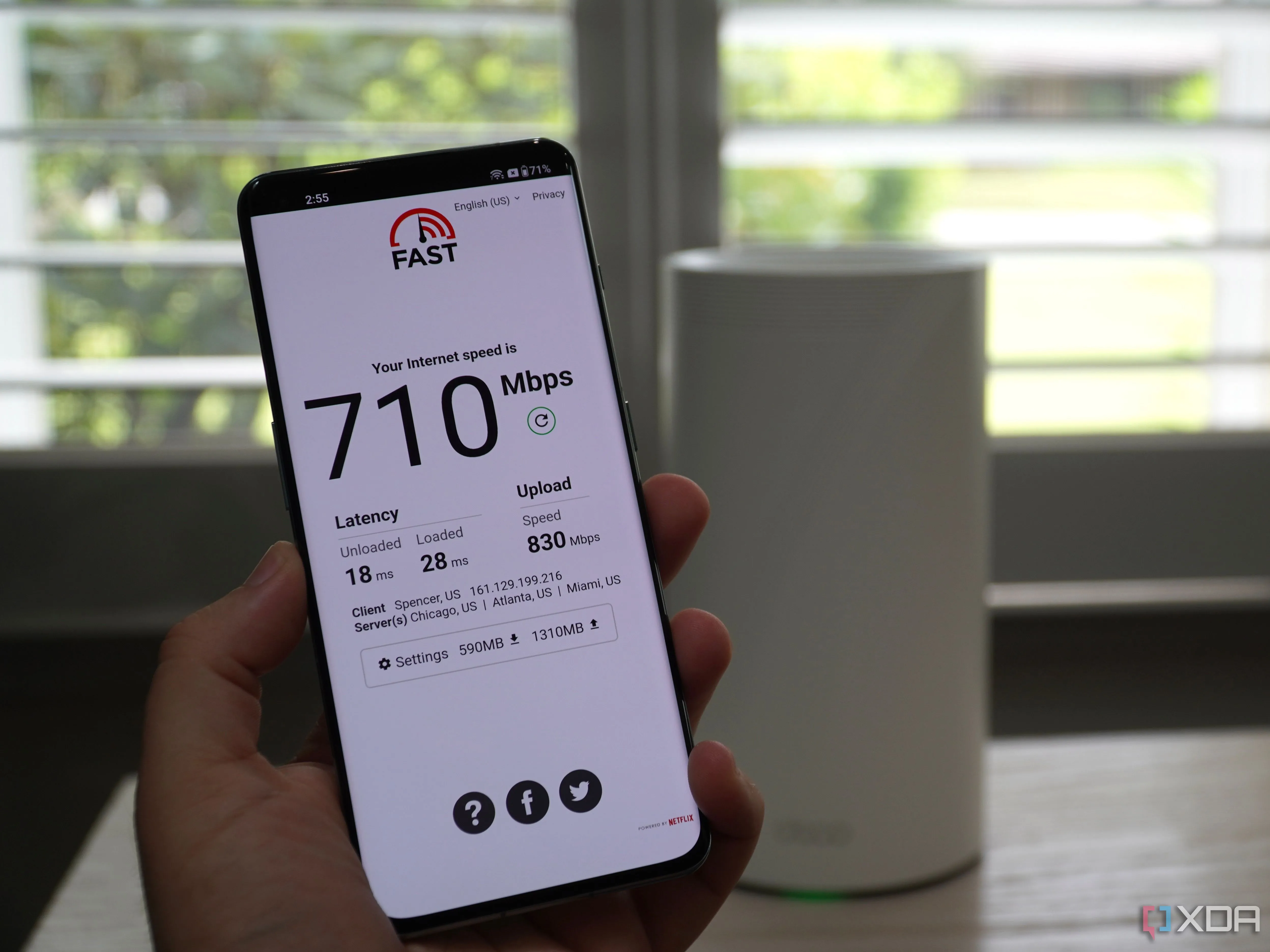 Ví dụ đo tốc độ Netflix với hệ thống mesh/định tuyến hiện đại, minh họa cải thiện streaming 4K trong nhà